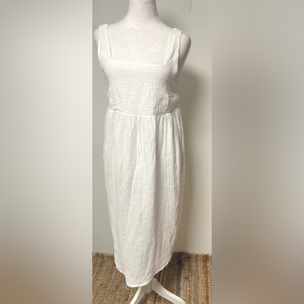 Stars Above 100% Cotton Midi Sleep Dress White Gauzy Fabric With Pockets 
Sz XS - Picture 4 of 8